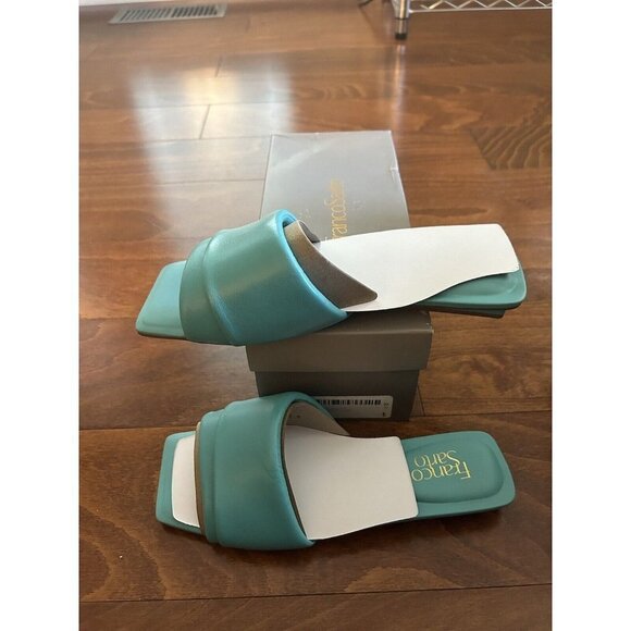 Franco Sarto Aqua Leather Caris Slides Sandals Open Toe Leather 7.5 M NEW - Picture 2 of 7
